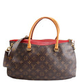 Pallas Tote Monogram Canvas Side Brown/Red