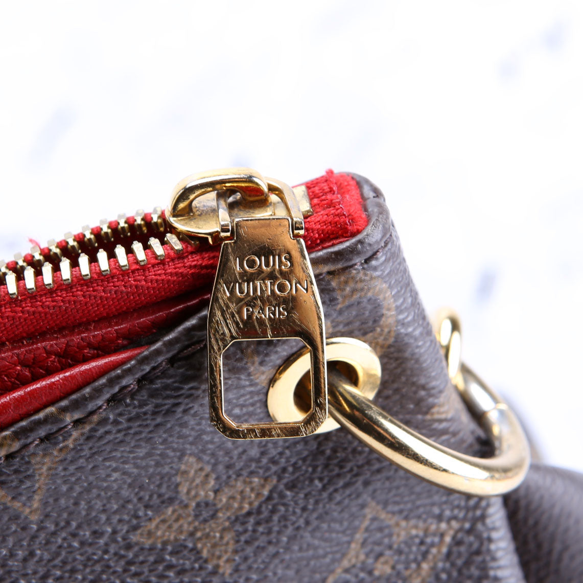 Pallas Tote Monogram Canvas Side Brown/Red