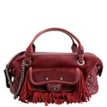 Paris Dallas Pony Hair/Leather Fringe Bowling Bag Burgundy