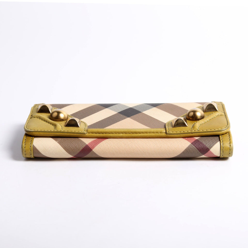 Nova Check Mega Stud Continental Wallet Green/Tan