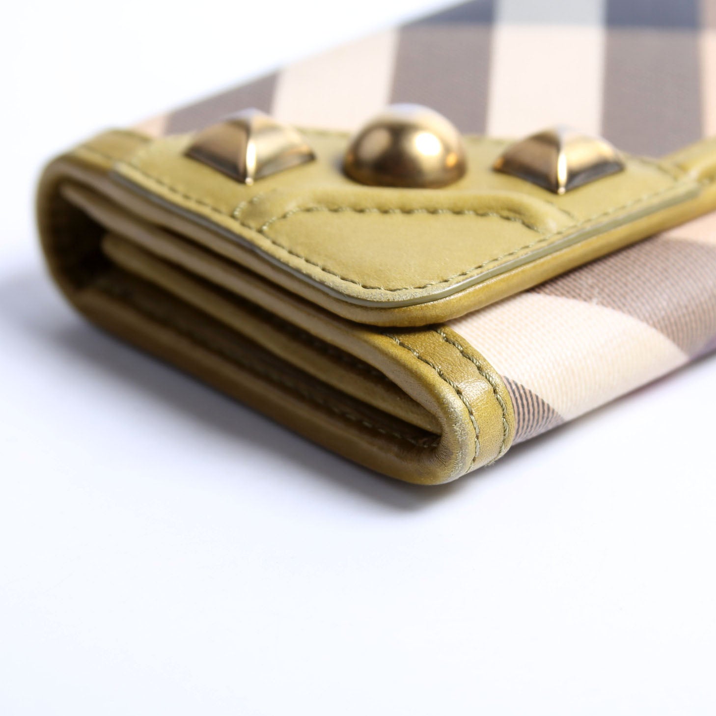 Nova Check Mega Stud Continental Wallet Green/Tan