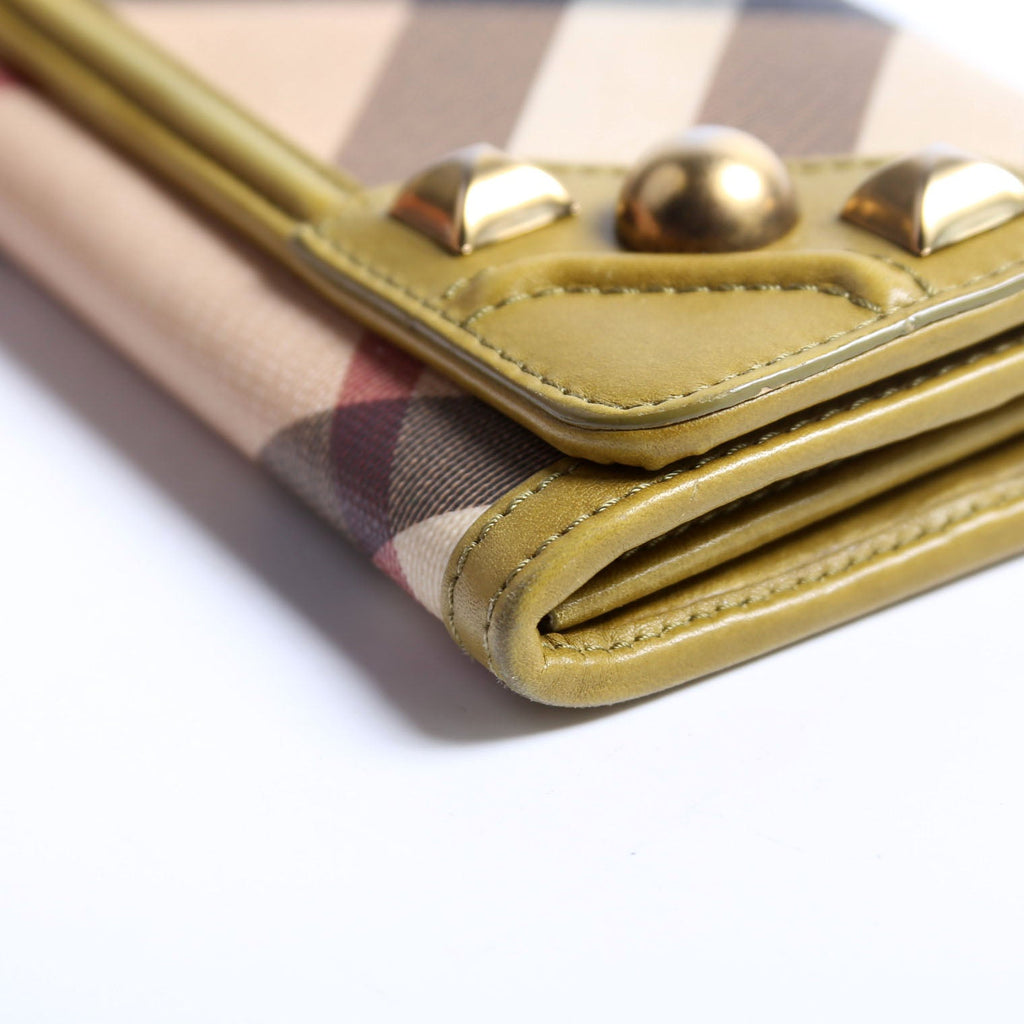 Nova Check Mega Stud Continental Wallet Green/Tan