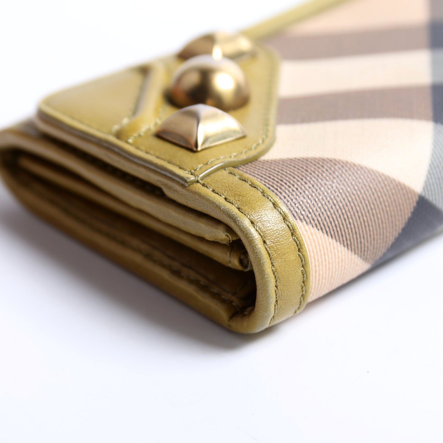 Nova Check Mega Stud Continental Wallet Green/Tan
