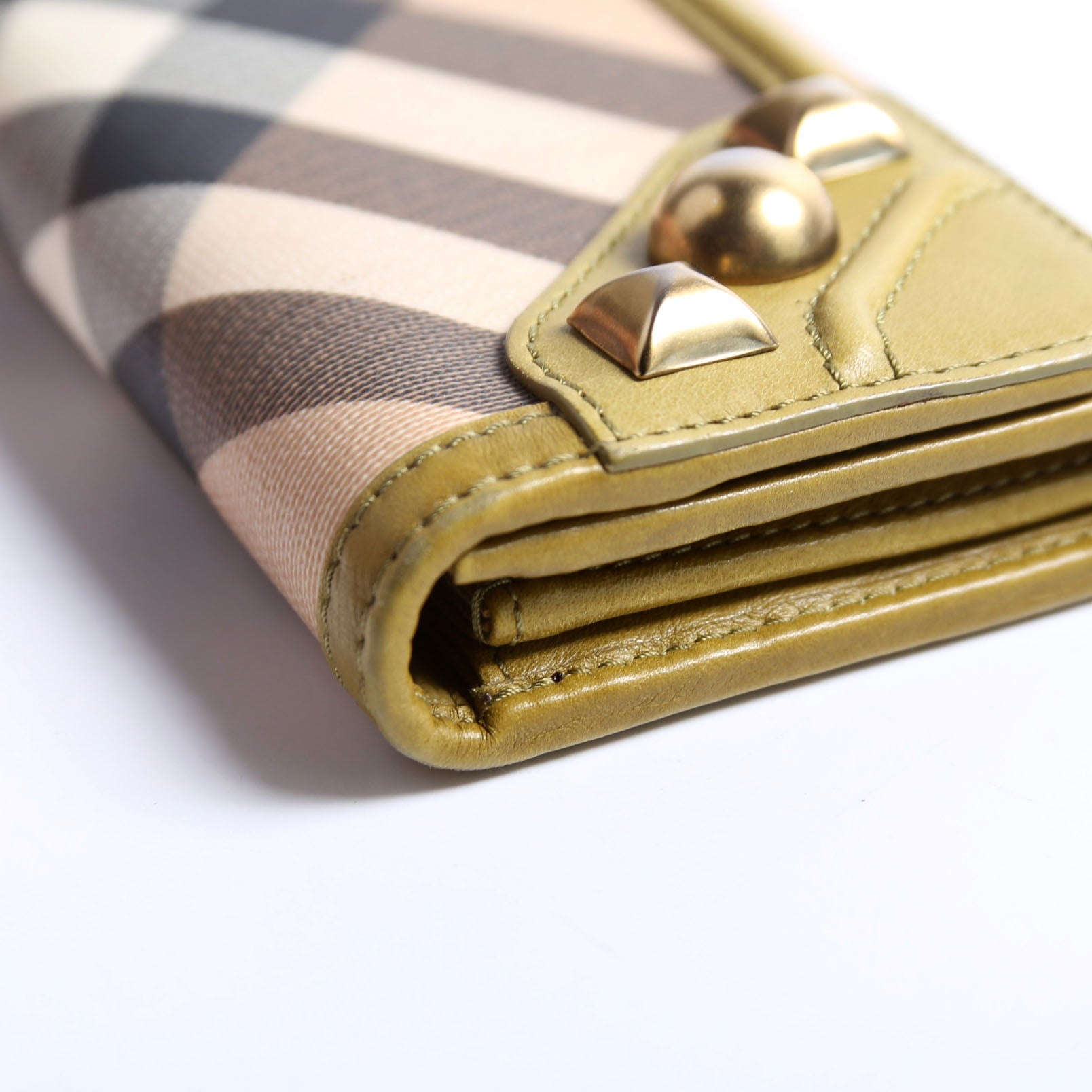 Nova Check Mega Stud Continental Wallet Green/Tan