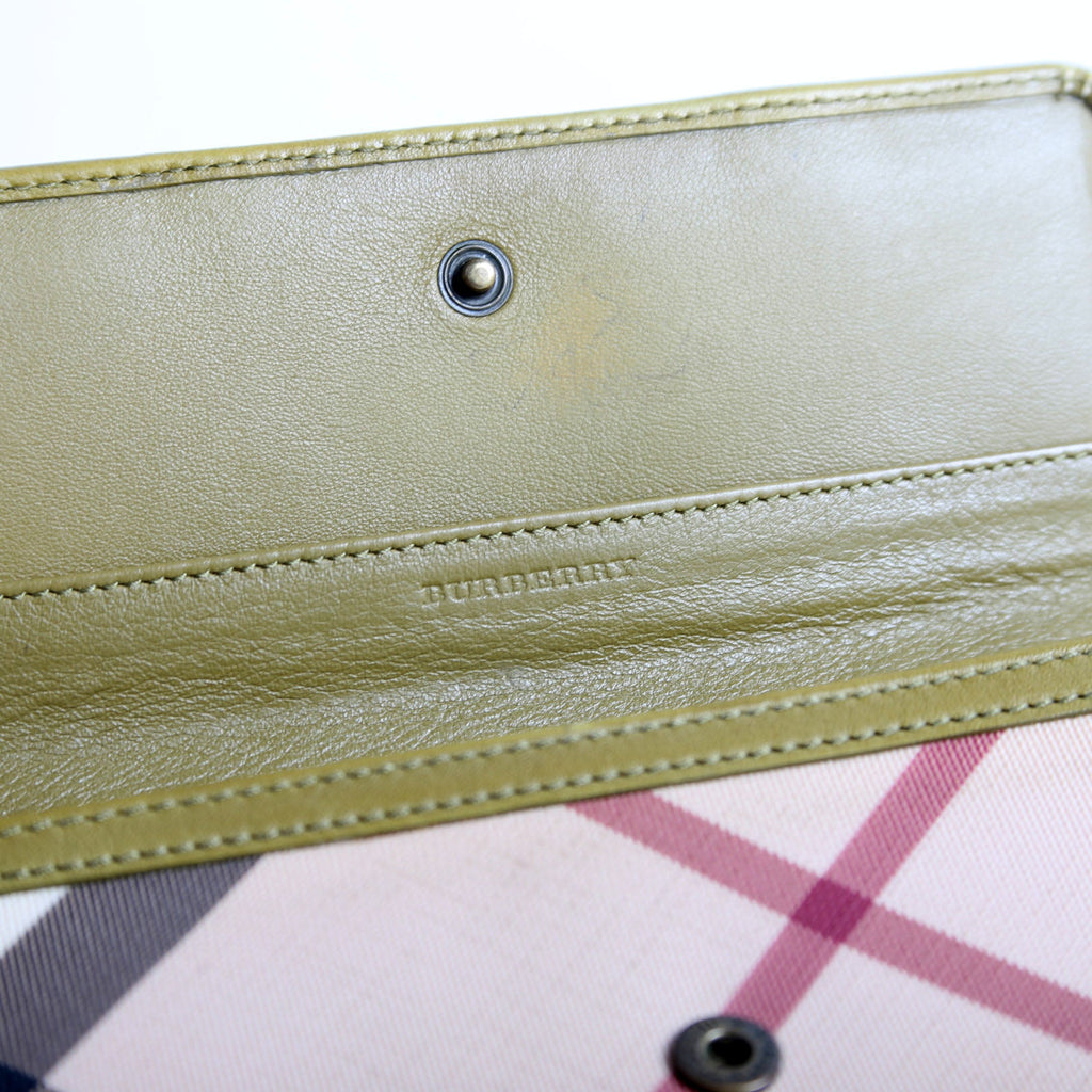 Nova Check Mega Stud Continental Wallet Green/Tan