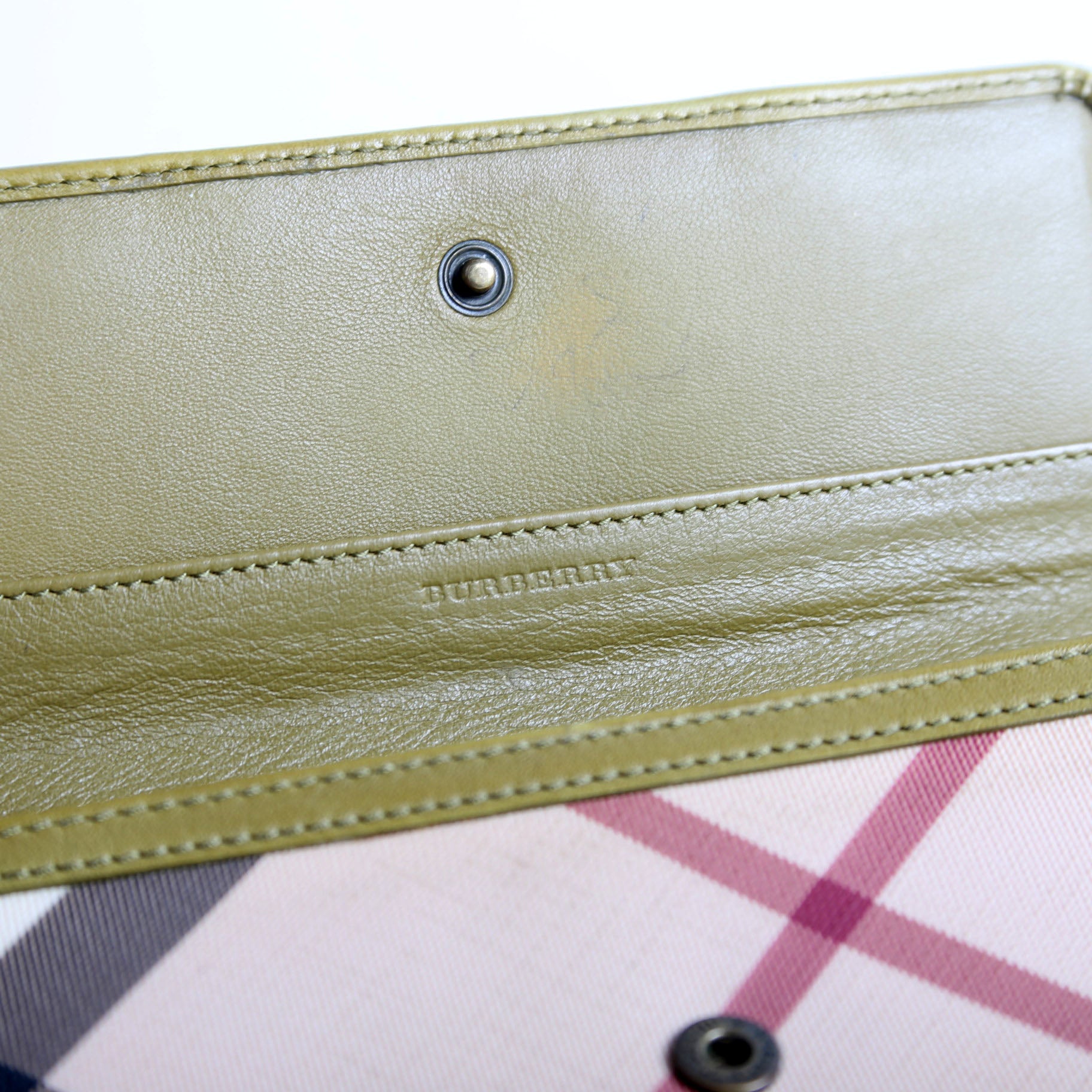 Nova Check Mega Stud Continental Wallet Green/Tan
