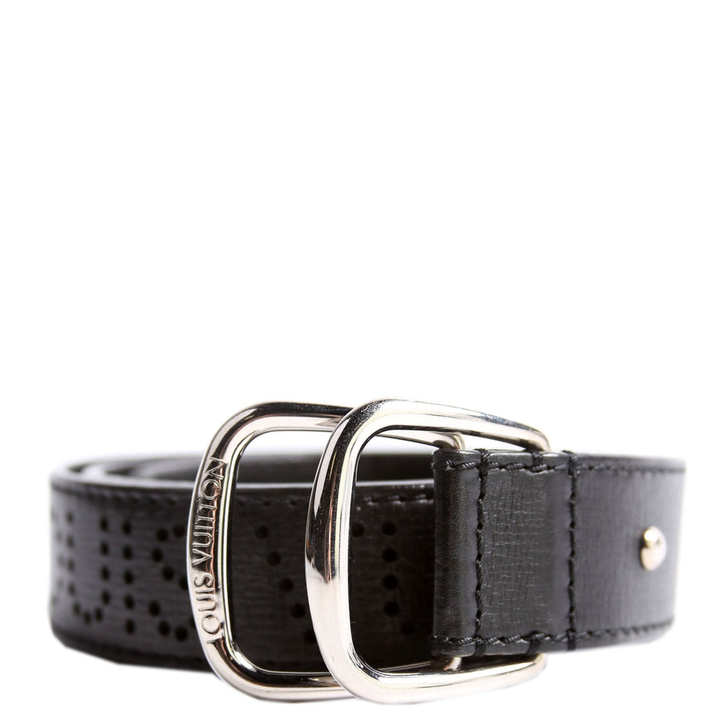 Perforated Logo Double Buckle Belt Size 85/34 Black