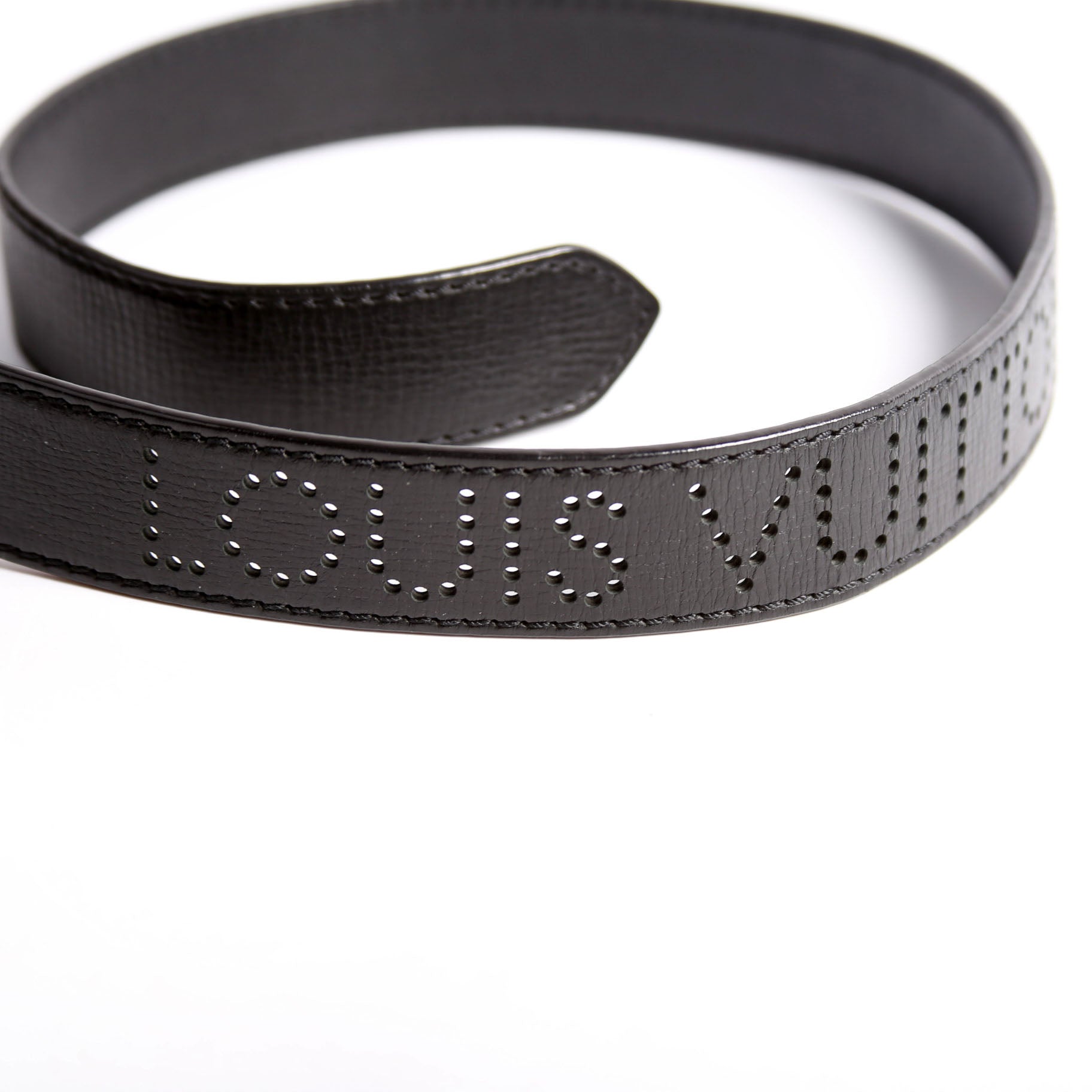 Perforated Logo Double Buckle Belt Size 85/34 Black