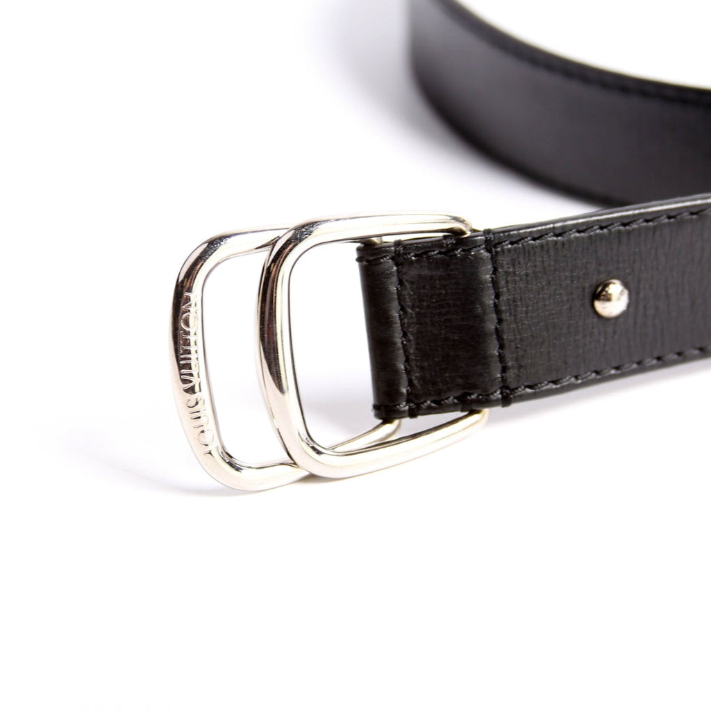 Perforated Logo Double Buckle Belt Size 85/34 Black