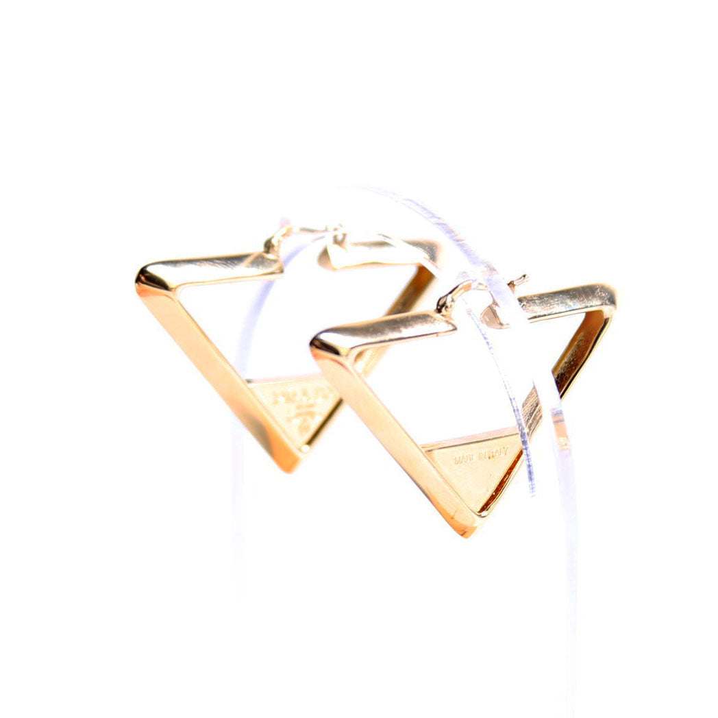 Logo Triangle Hoop Earrings Gold