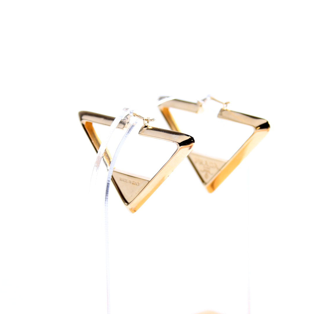 Logo Triangle Hoop Earrings Gold