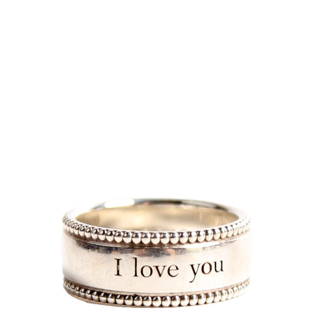 I Love You Wide Milgrain Ring 925 Size 7