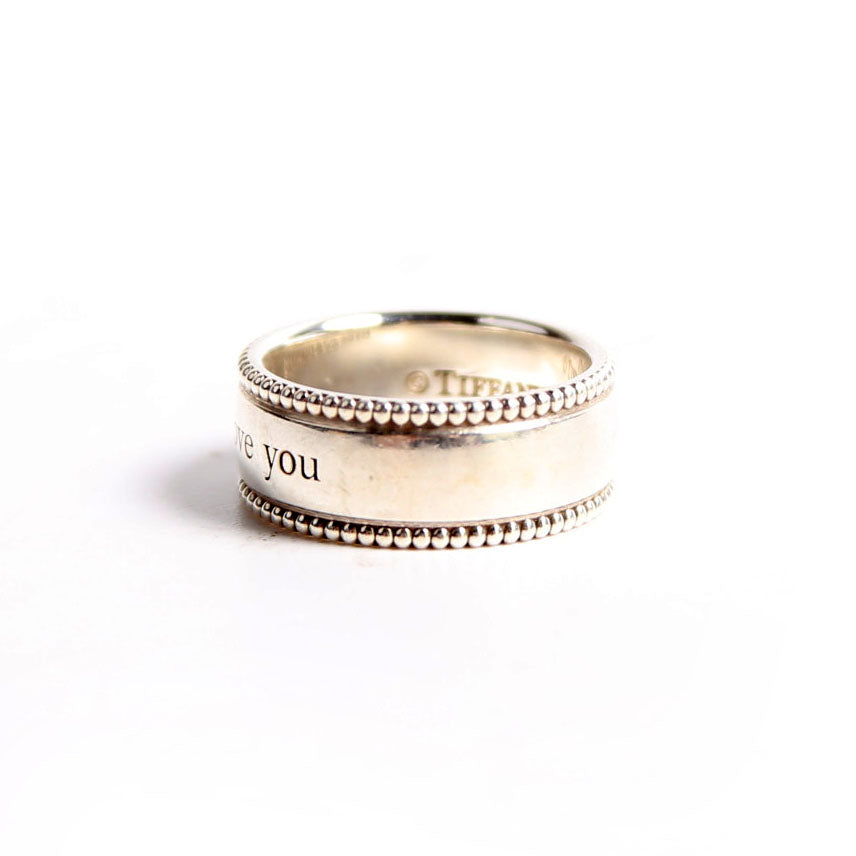 I Love You Wide Milgrain Ring 925 Size 7