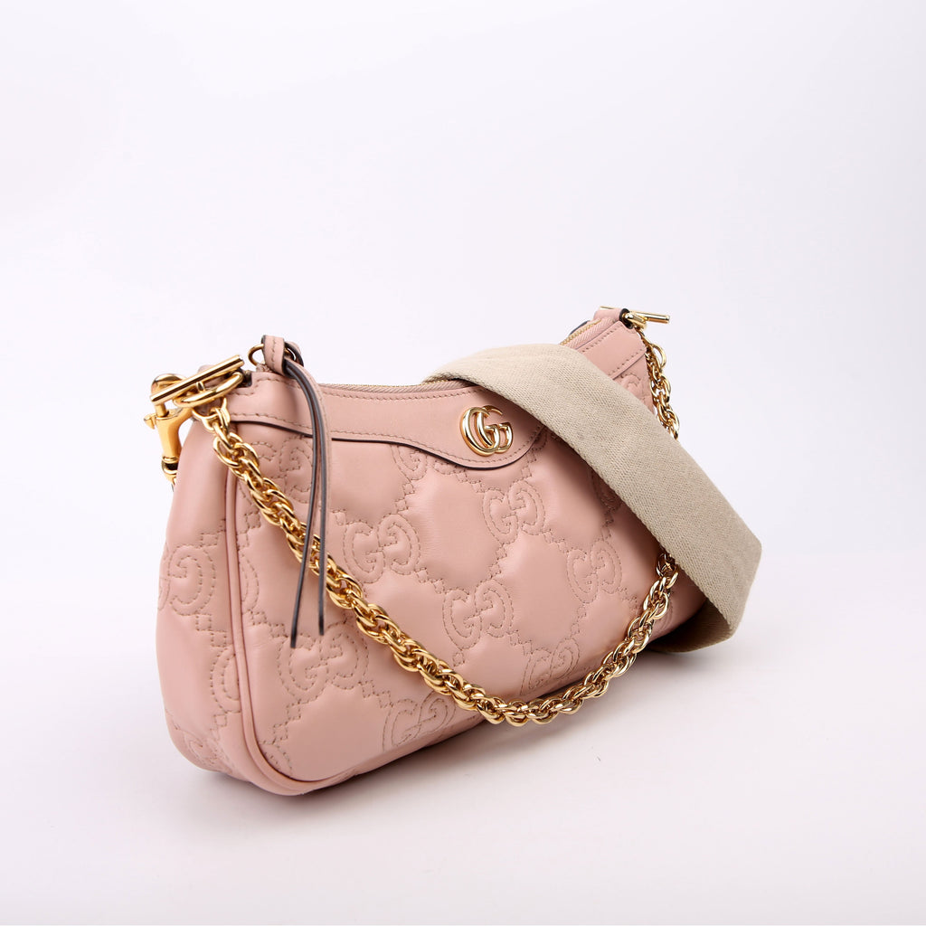 Gucci 735049 GG Leather Shoulder Bag Pink
