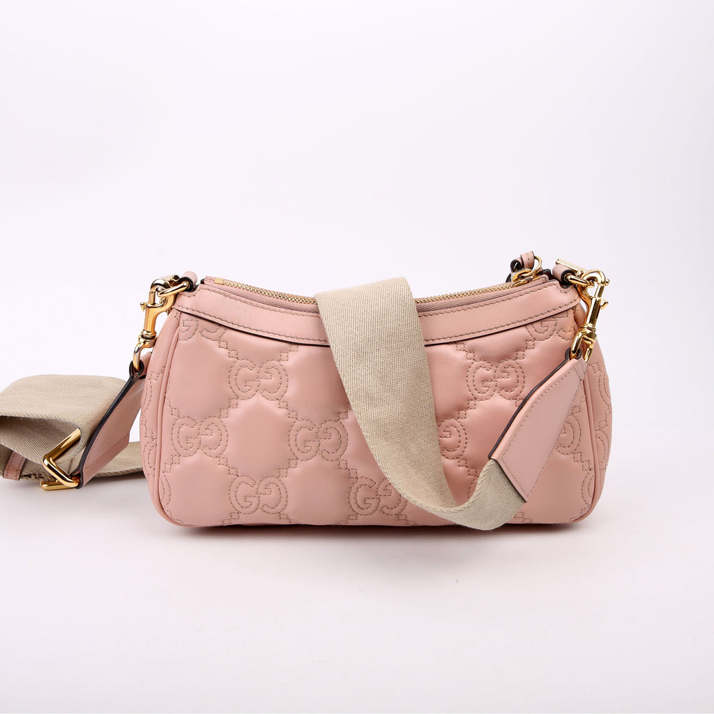 Gucci 735049 GG Leather Shoulder Bag Pink