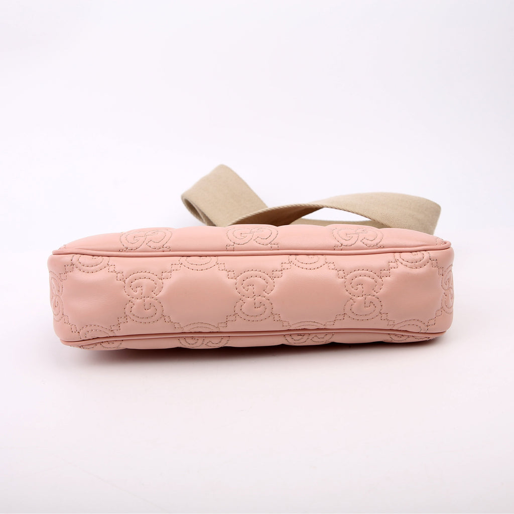 Gucci 735049 GG Leather Shoulder Bag Pink