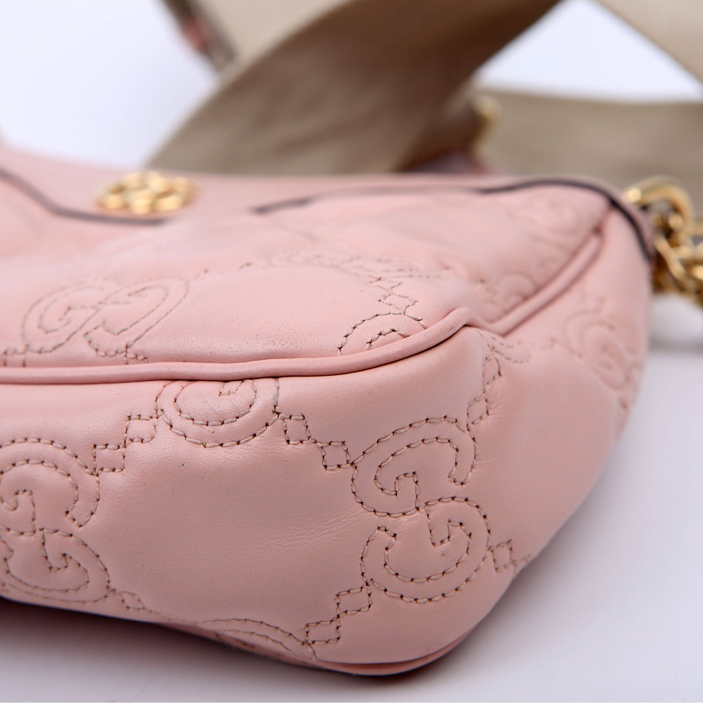 Gucci 735049 GG Leather Shoulder Bag Pink