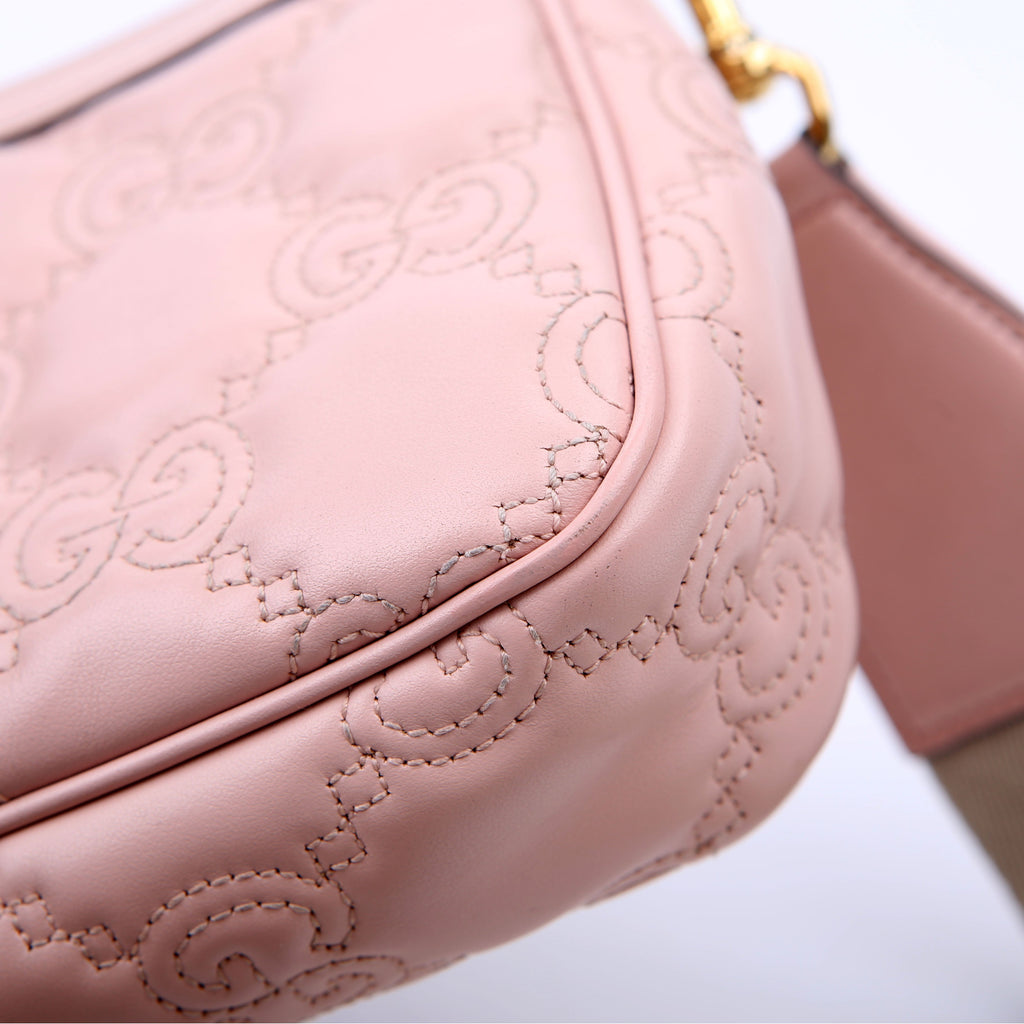 Gucci 735049 GG Leather Shoulder Bag Pink