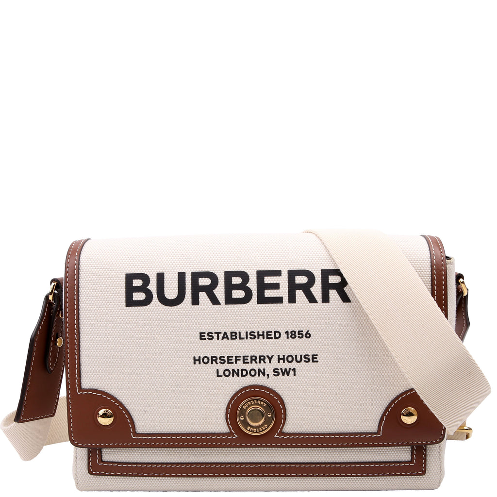 Horseferry Canvas Note Medium Crossbody White/Brown