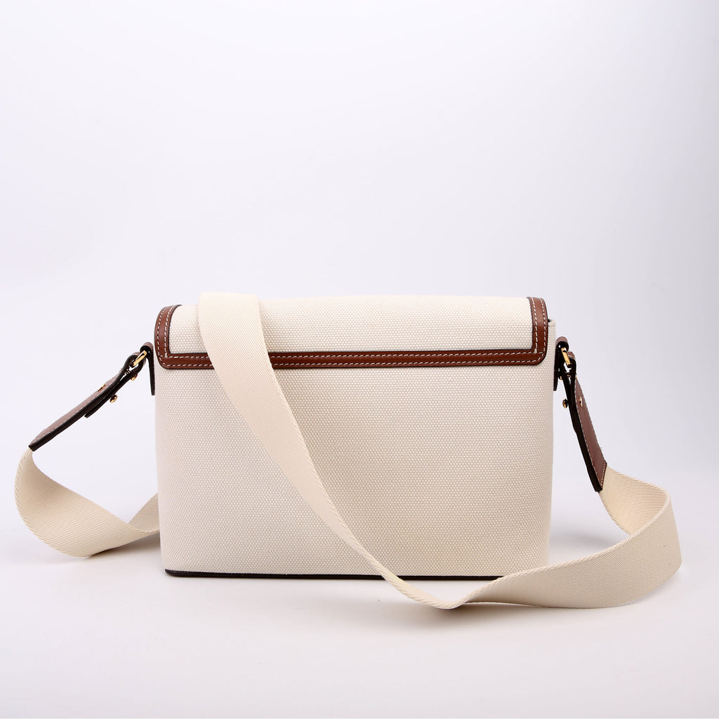 Horseferry Canvas Note Medium Crossbody White/Brown