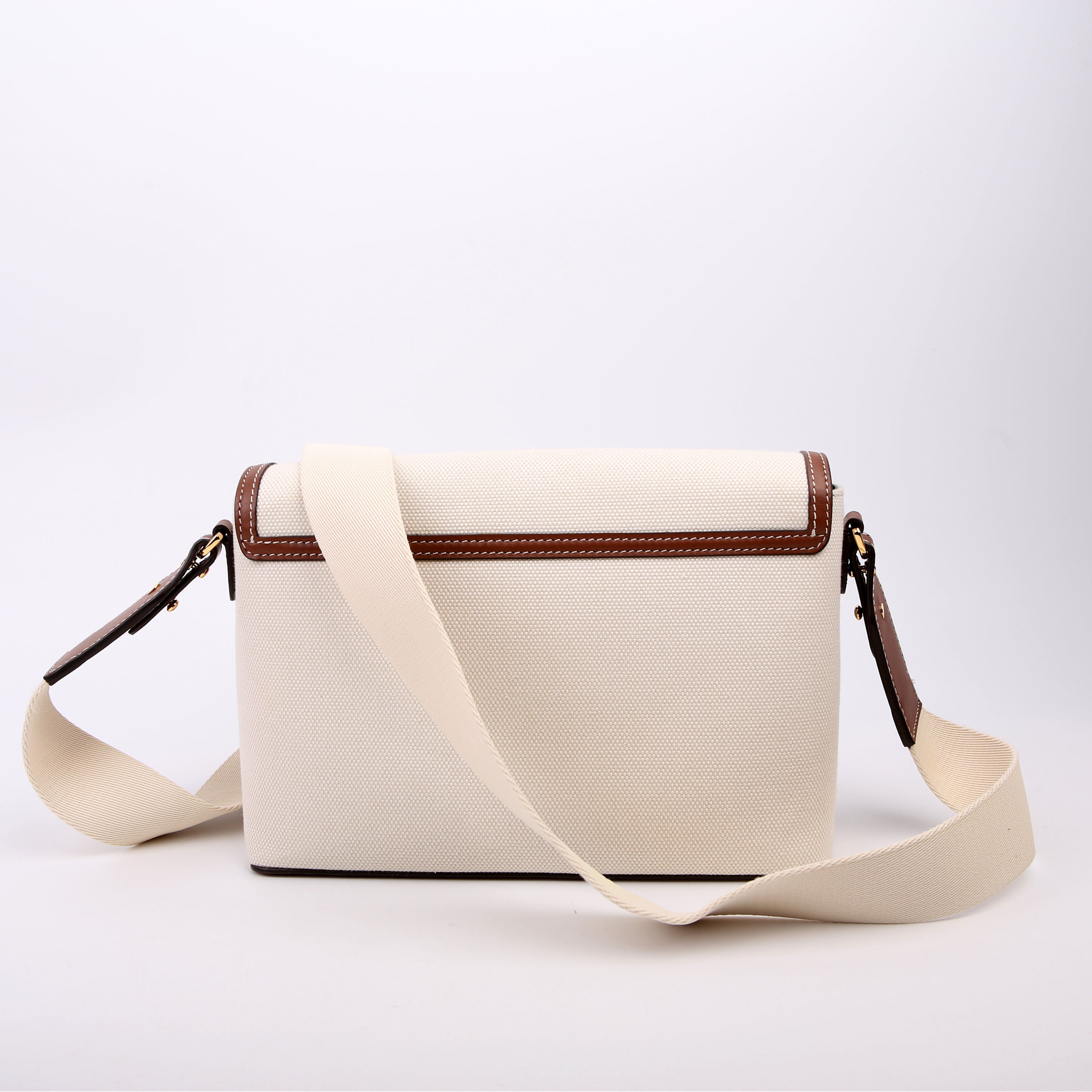 Horseferry Canvas Note Medium Crossbody White/Brown