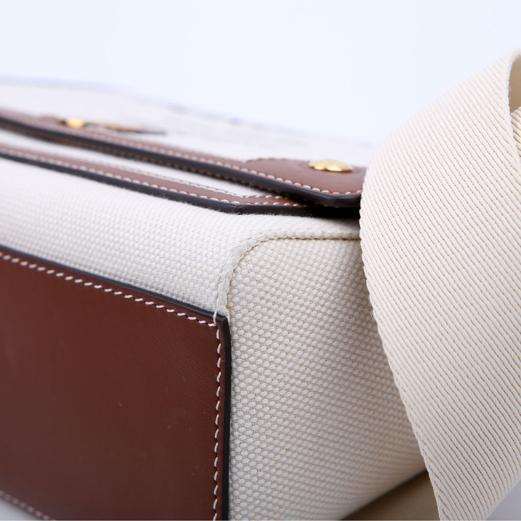 Horseferry Canvas Note Medium Crossbody White/Brown