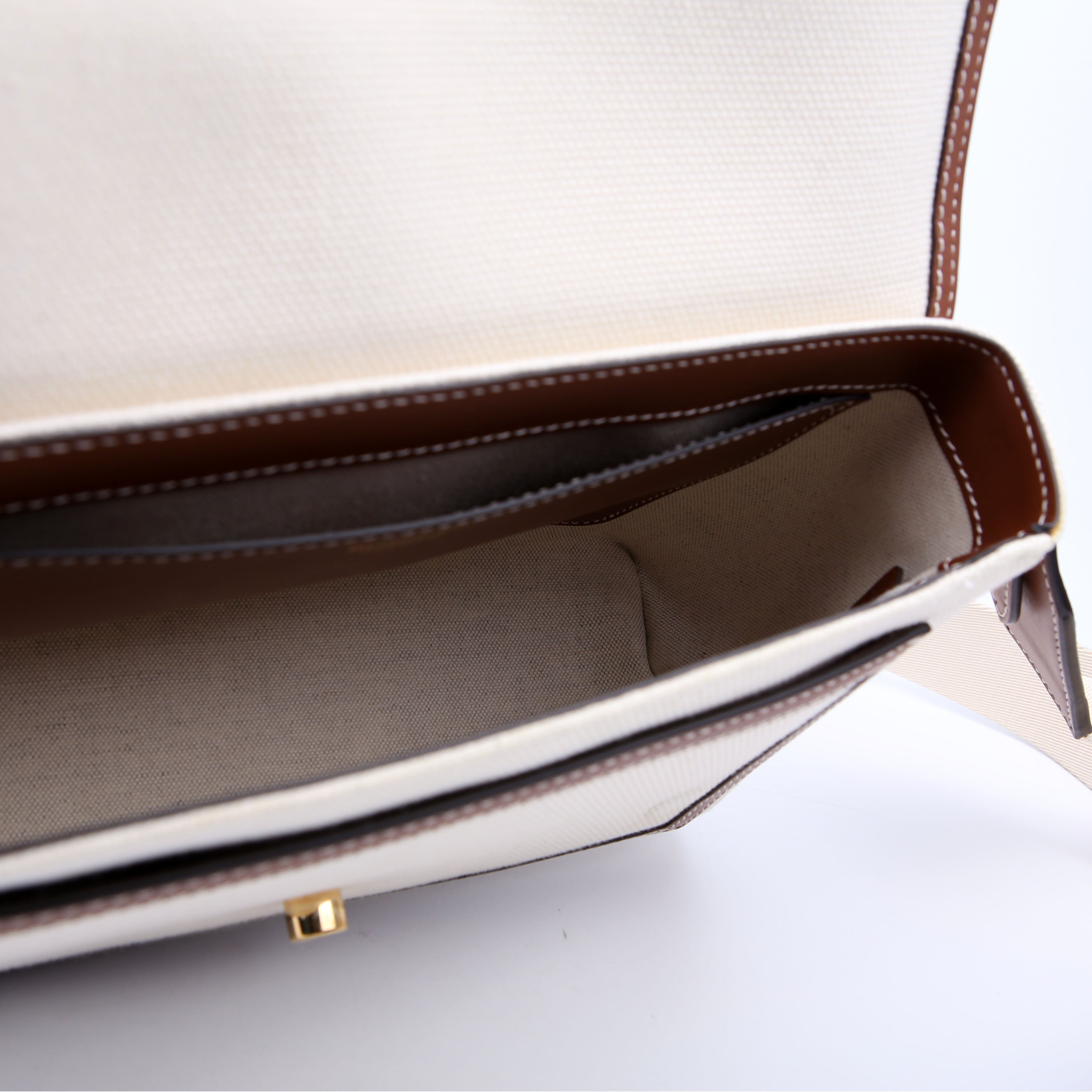 Horseferry Canvas Note Medium Crossbody White/Brown