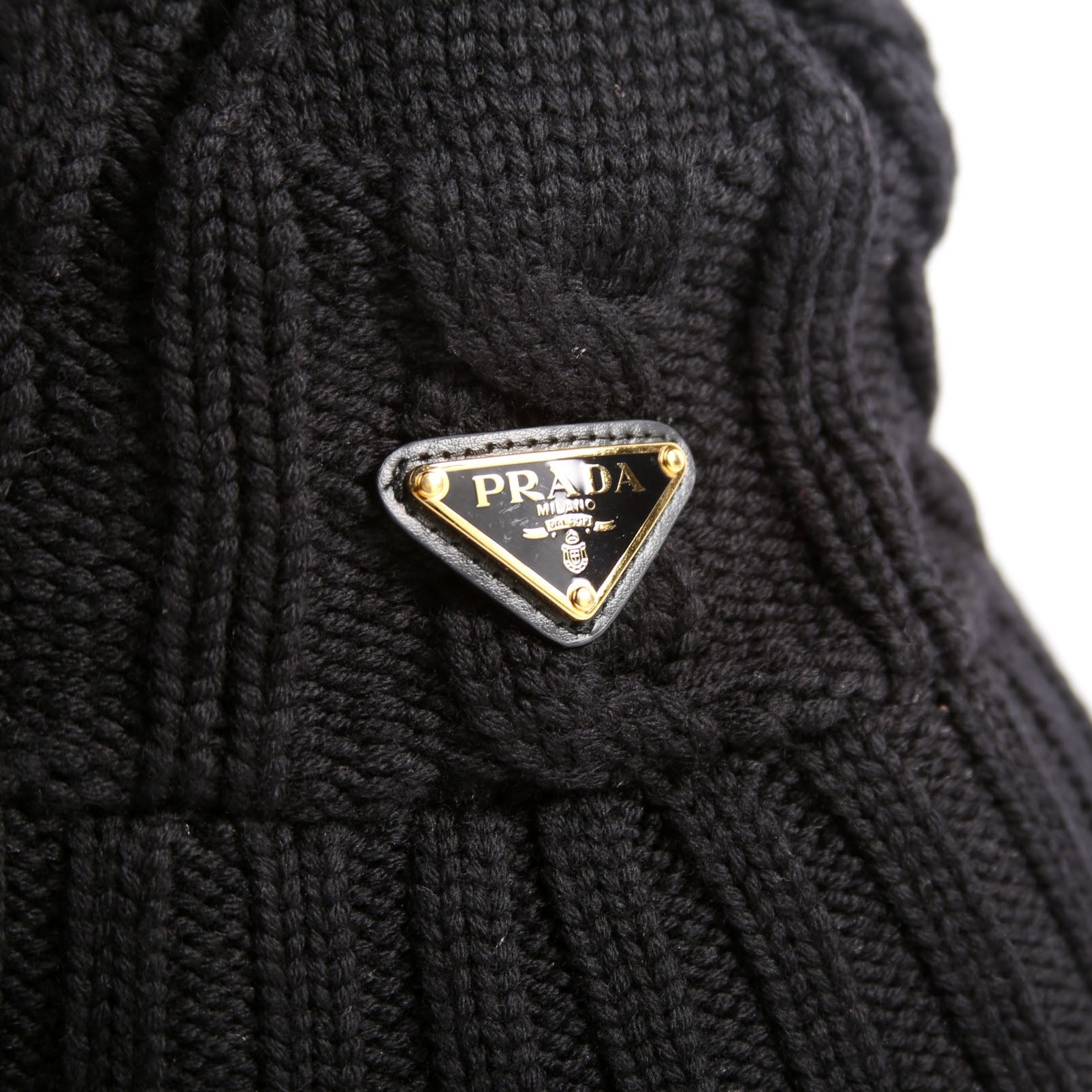 Prada 1HC338 Wool Cable Knit Triangle Logo Size Small