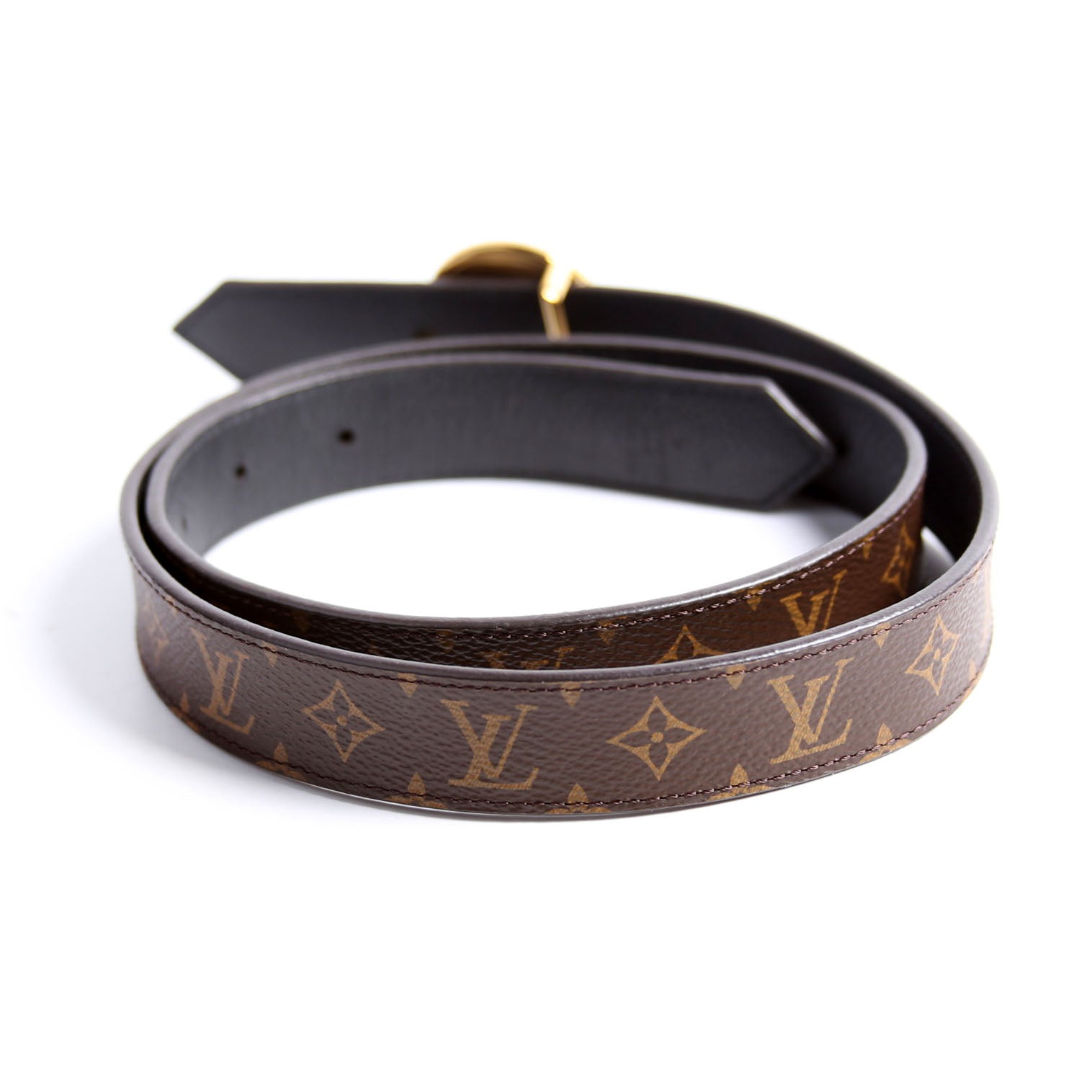 LV Circle 25MM Reversible Leather/Monogram Belt Size 80/32