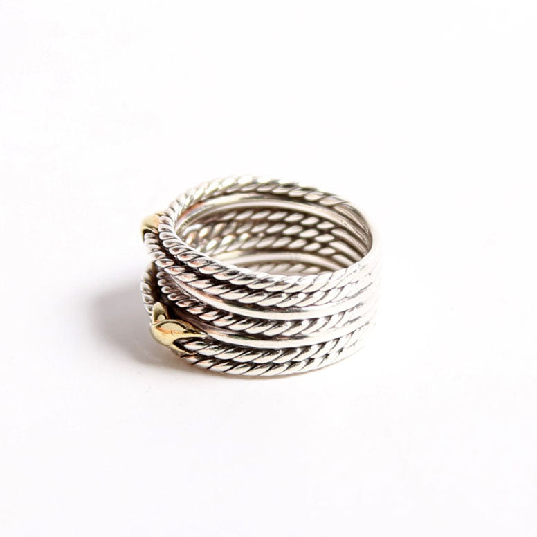 Double X Crossover Ring 925/750 Size 9.5
