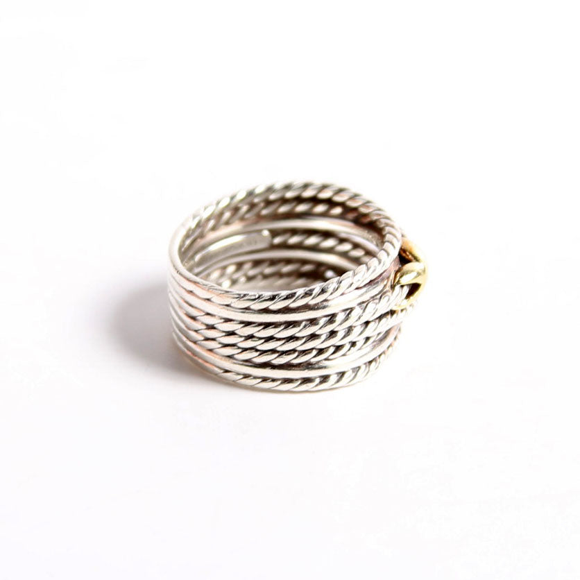 Double X Crossover Ring 925/750 Size 9.5