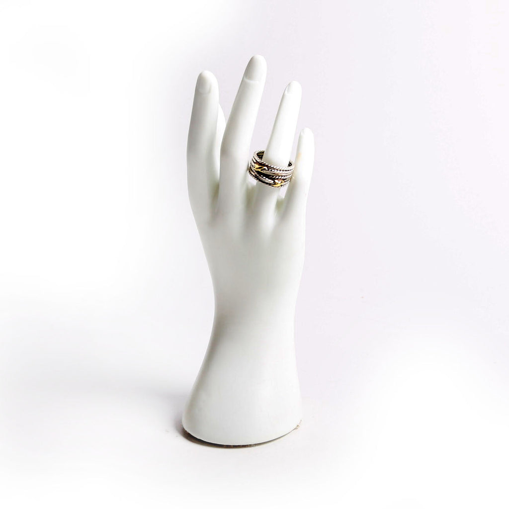 Double X Crossover Ring 925/750 Size 9.5