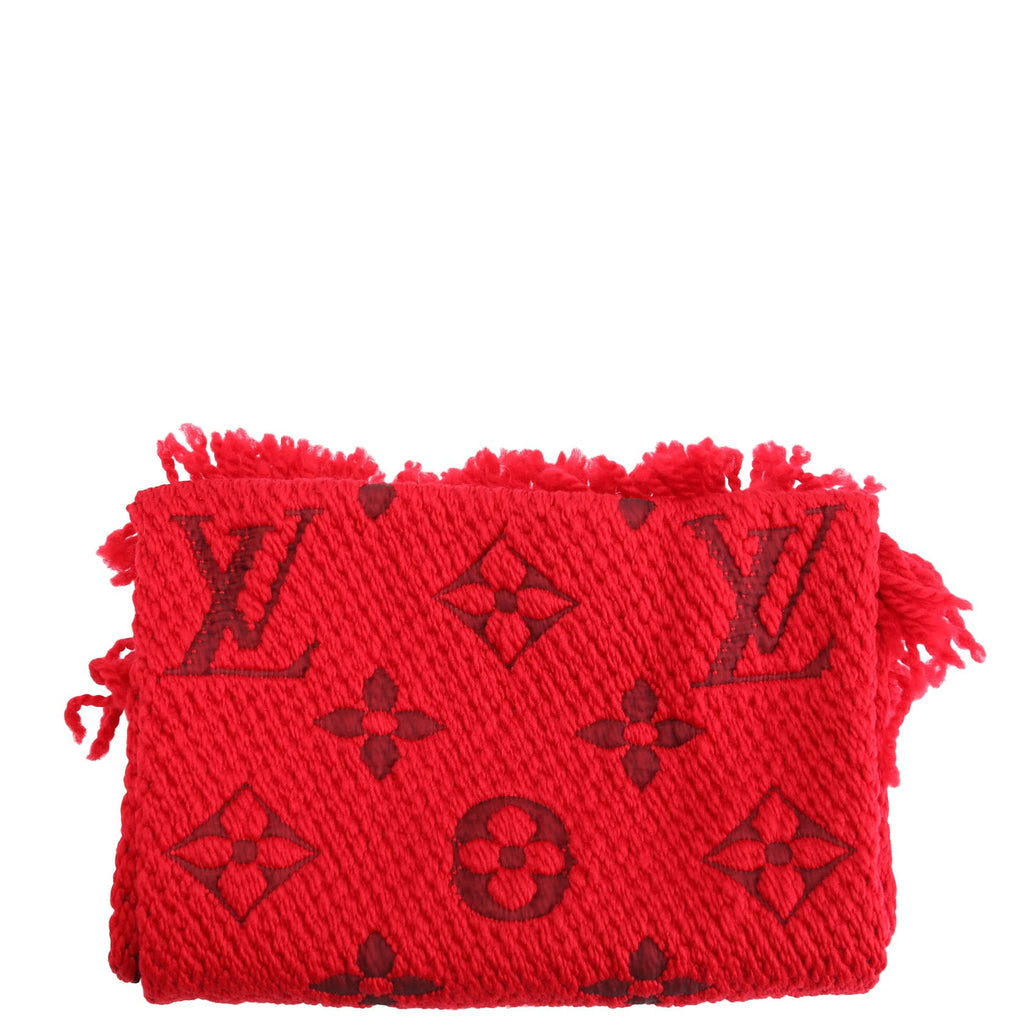Shawl Monogram Silk/Wool Scarf Red