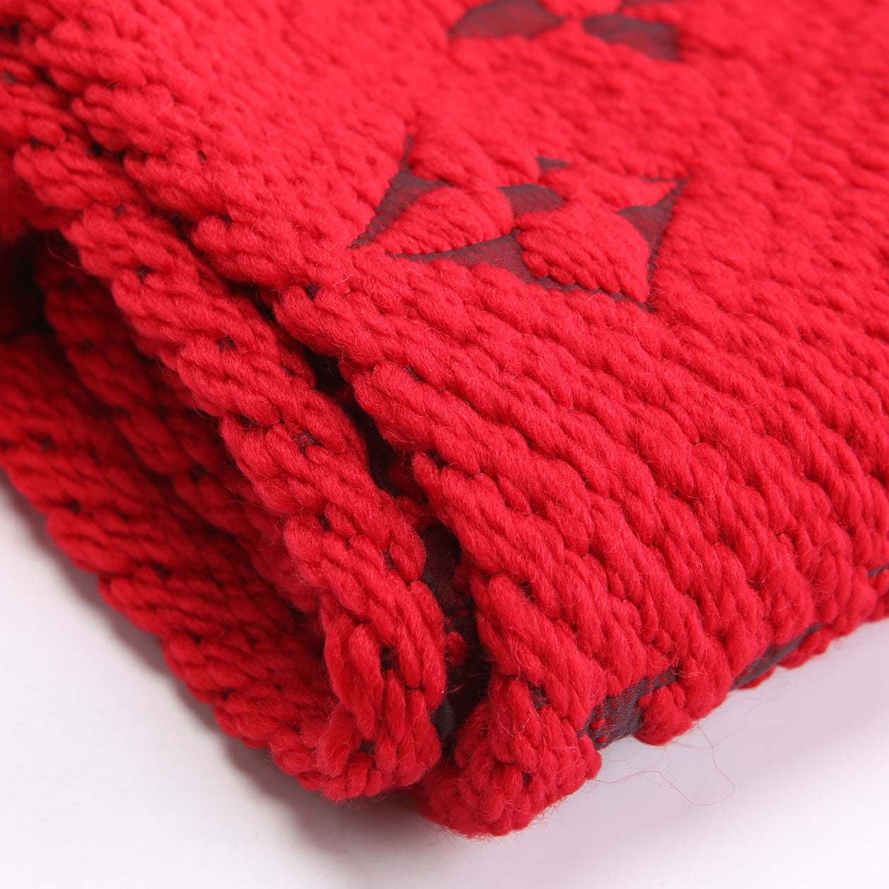 Shawl Monogram Silk/Wool Scarf Red