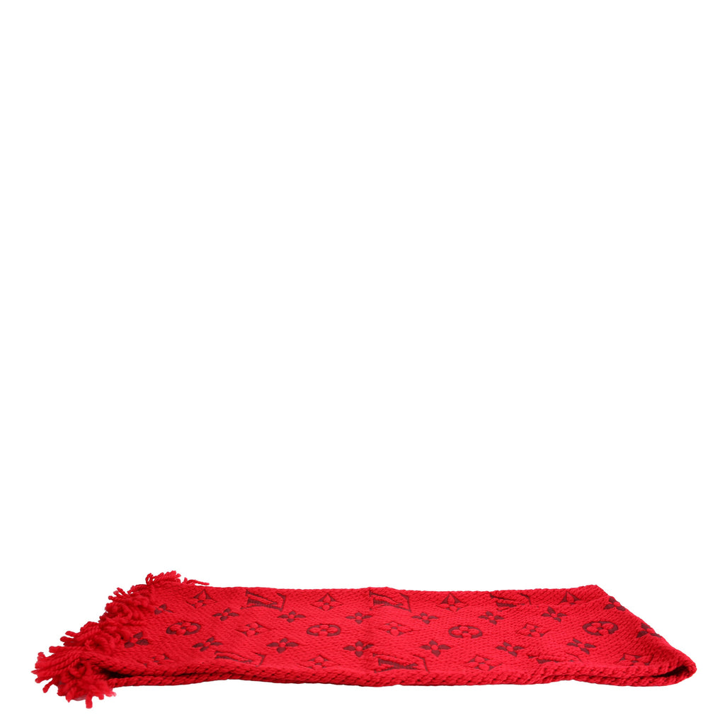 Shawl Monogram Silk/Wool Scarf Red