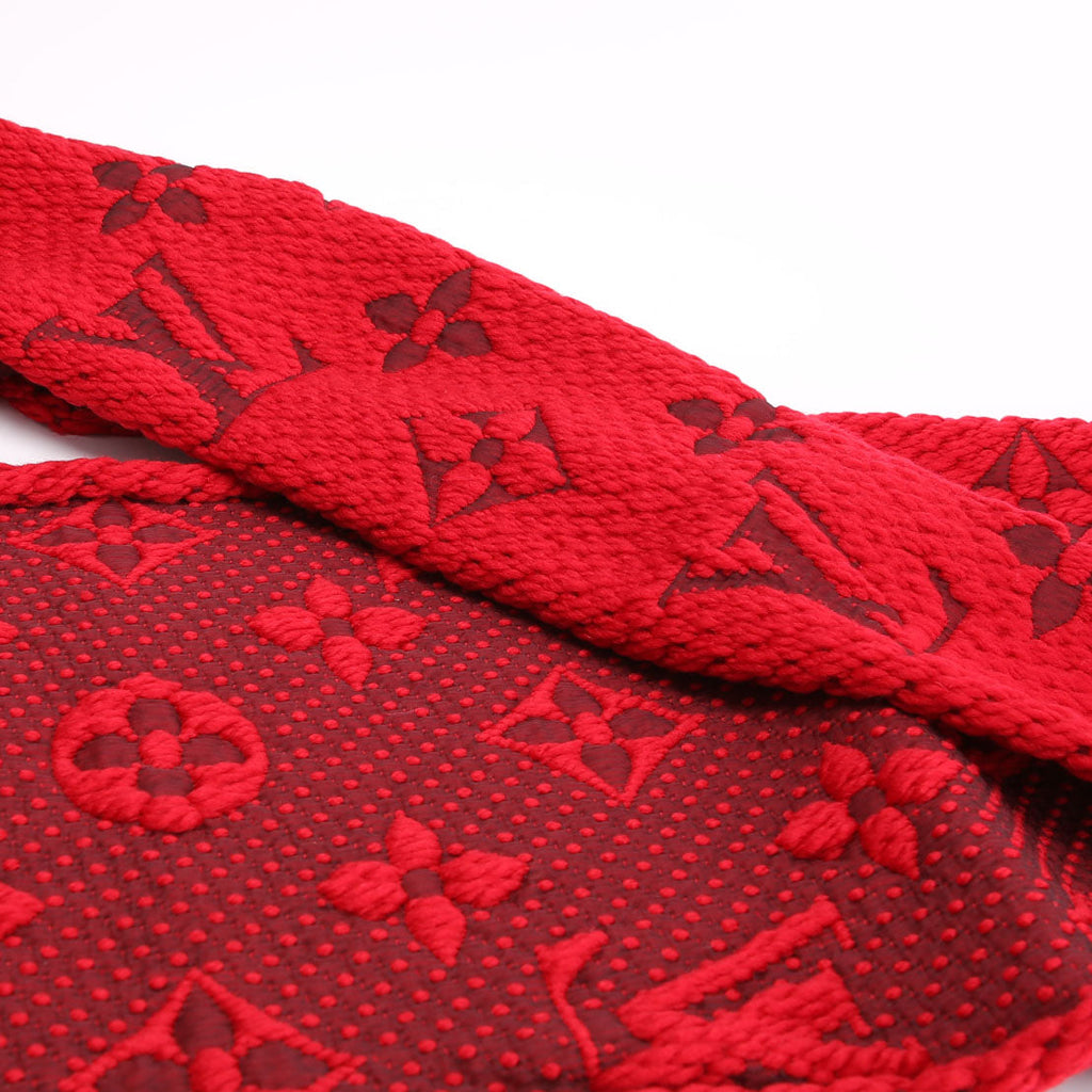 Shawl Monogram Silk/Wool Scarf Red