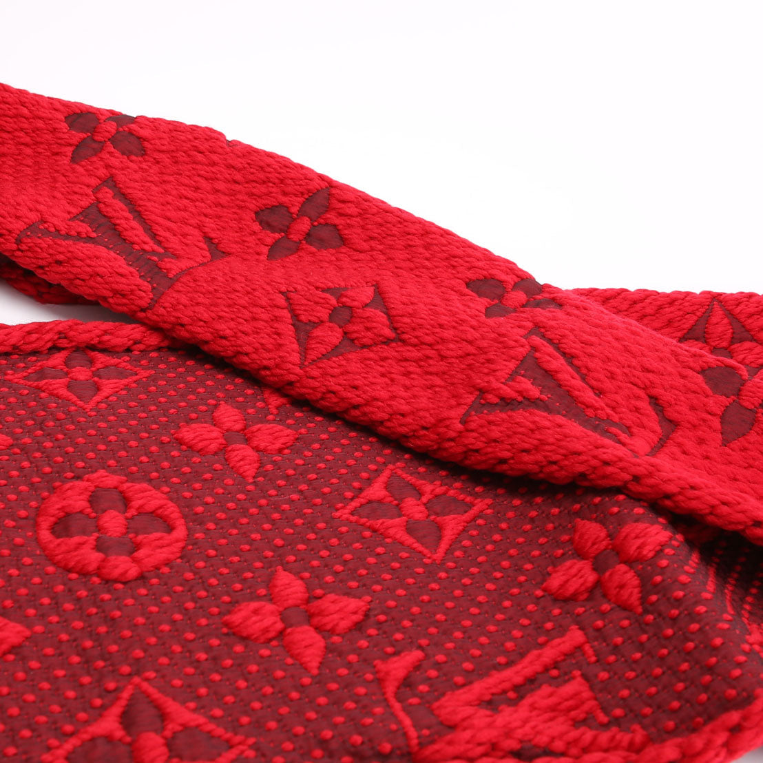 Shawl Monogram Silk/Wool Scarf Red