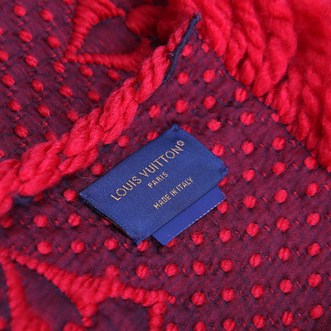 Shawl Monogram Silk/Wool Scarf Red
