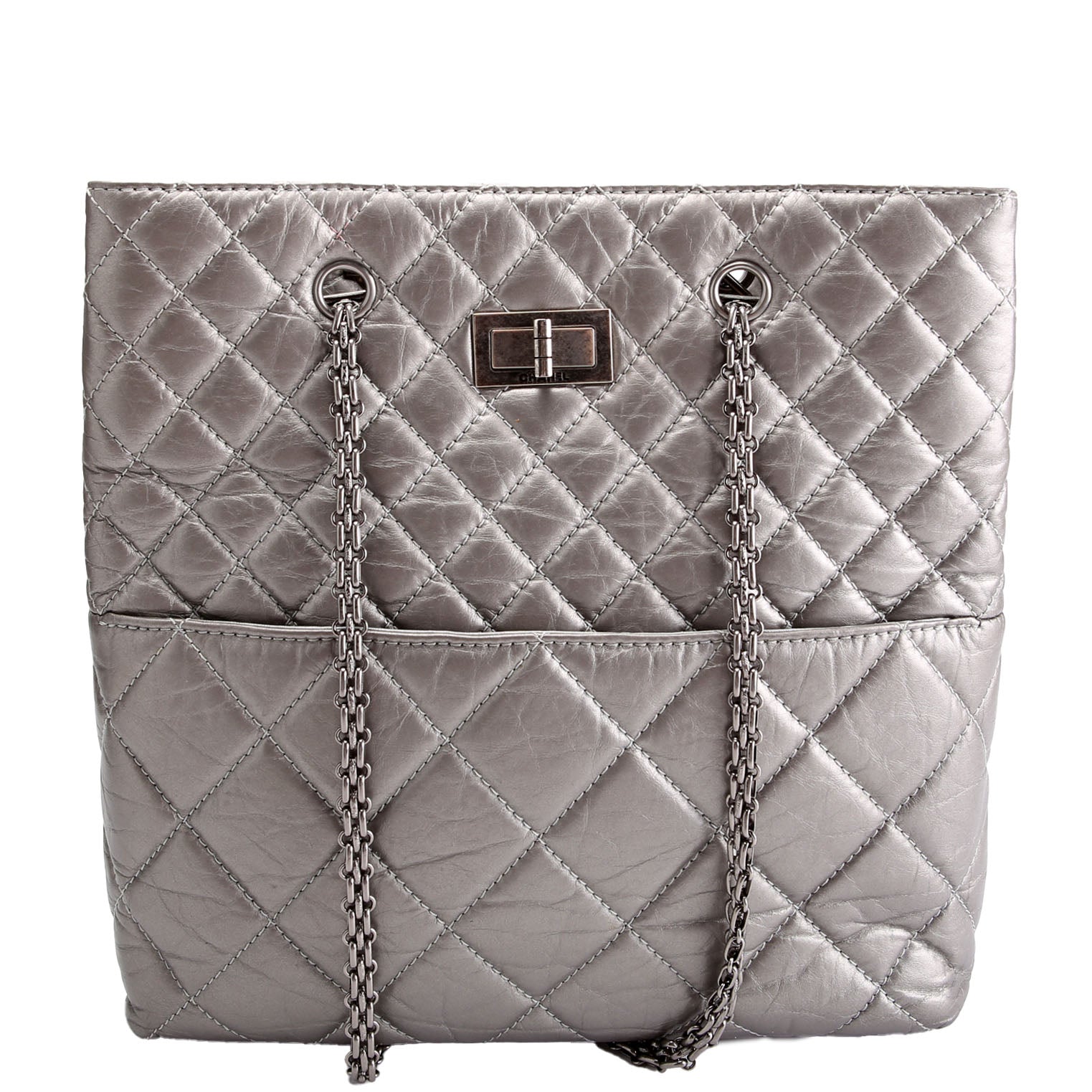 Reissue Tall Tote Quilted Aged Calfskin14M Silver