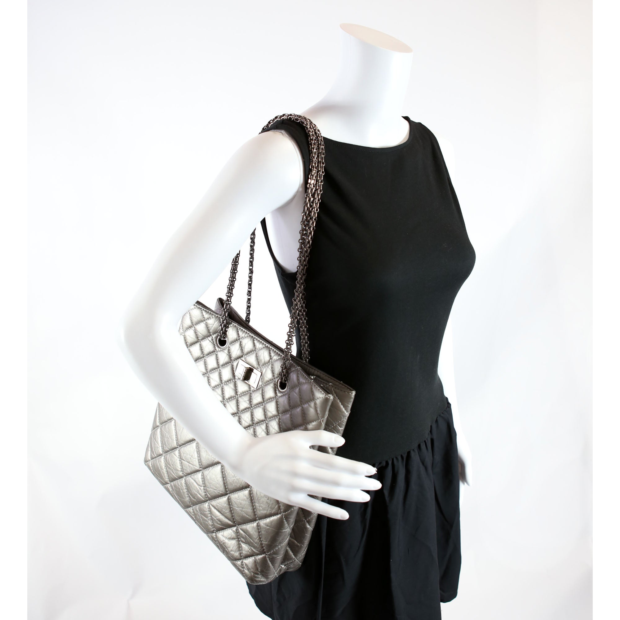 Reissue Tall Tote Quilted Aged Calfskin14M Silver