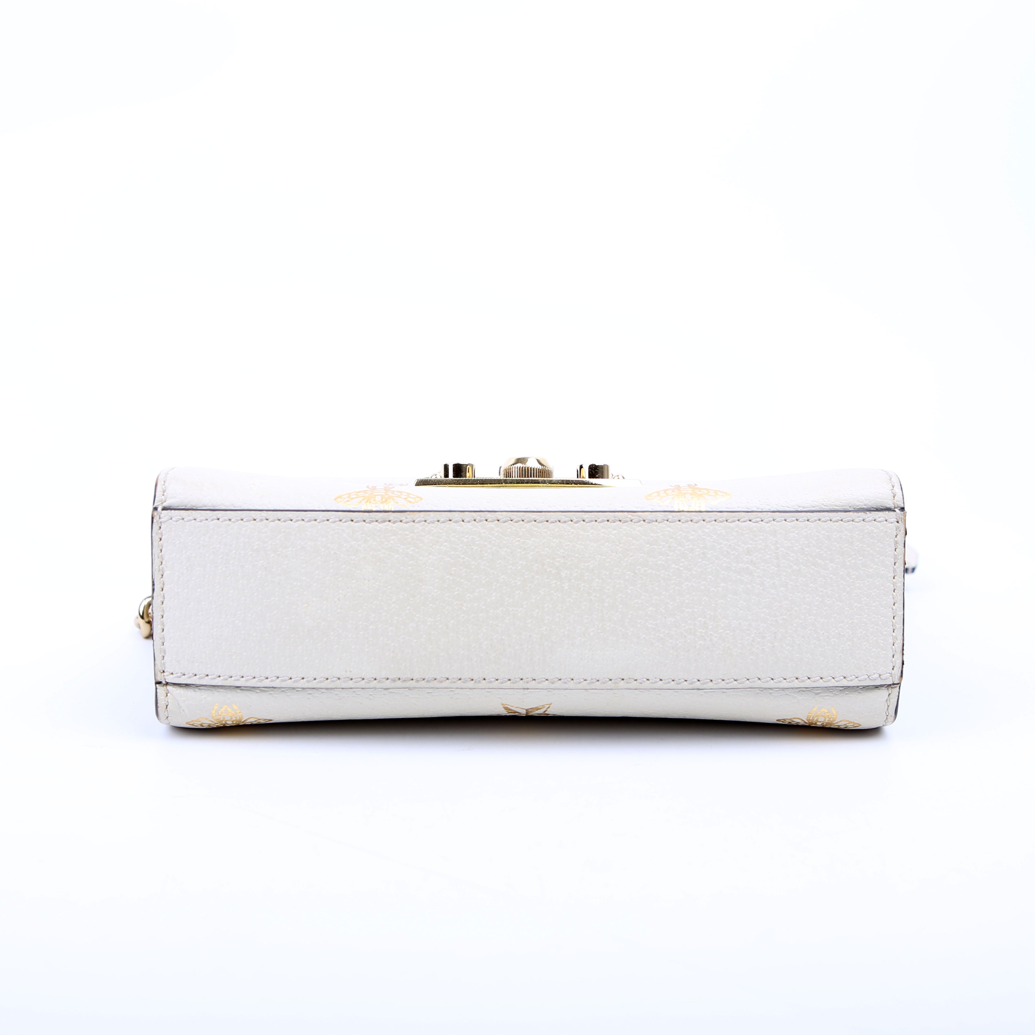 Gucci 432182 Padlock Bee Star Leather Small Cream