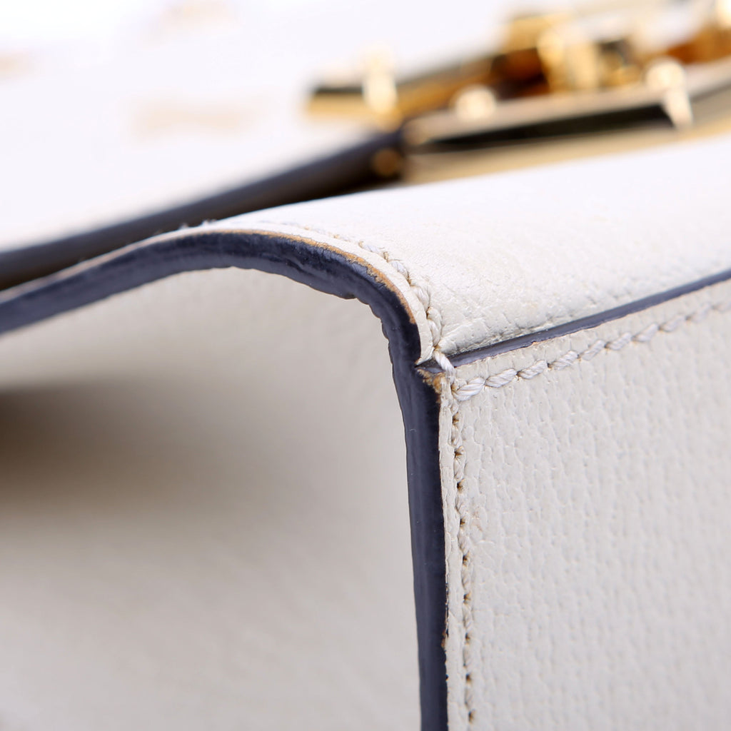 Gucci 432182 Padlock Bee Star Leather Small Cream
