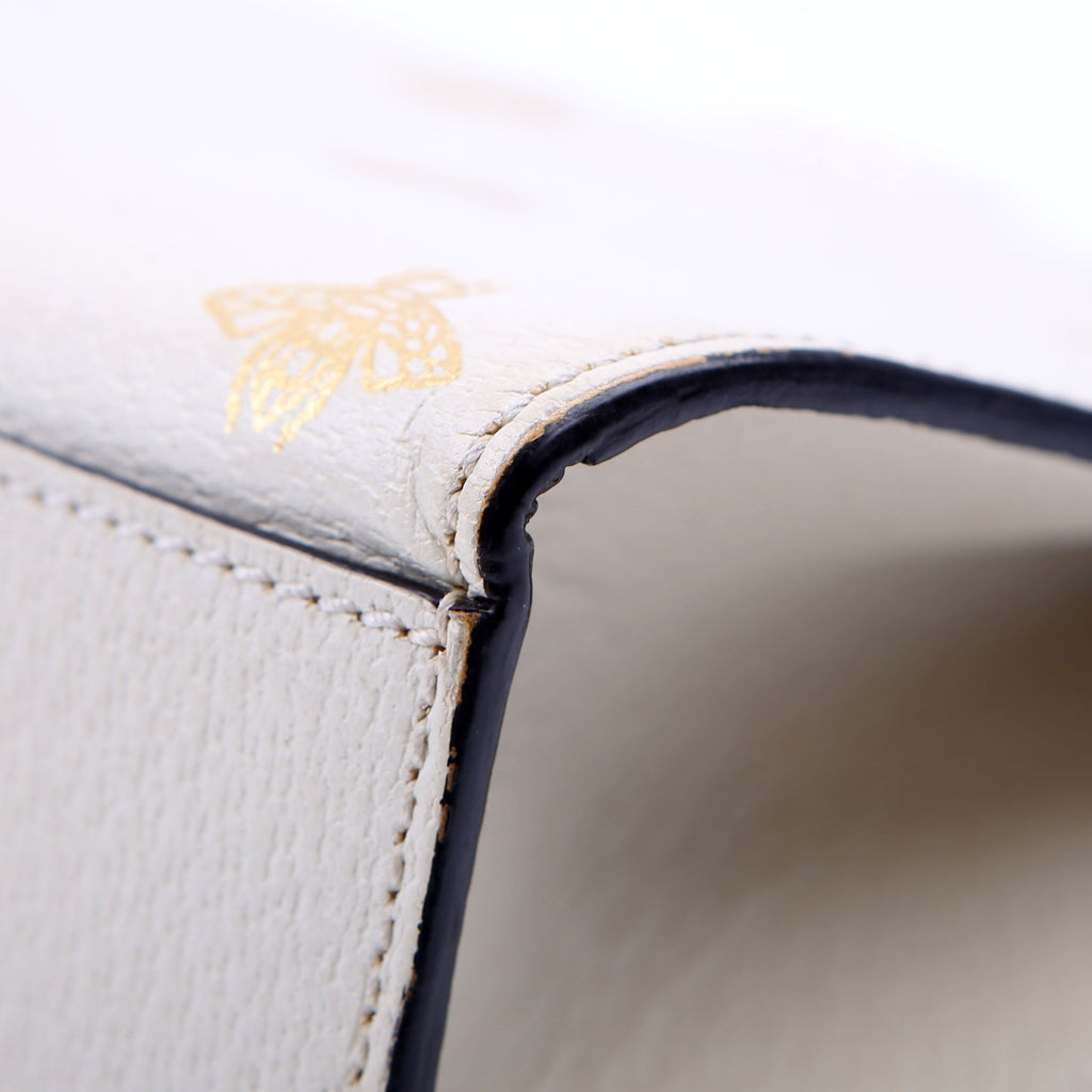 Gucci 432182 Padlock Bee Star Leather Small Cream