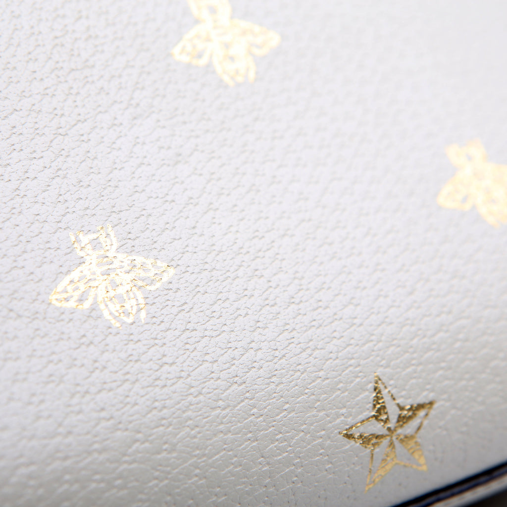 Gucci 432182 Padlock Bee Star Leather Small Cream