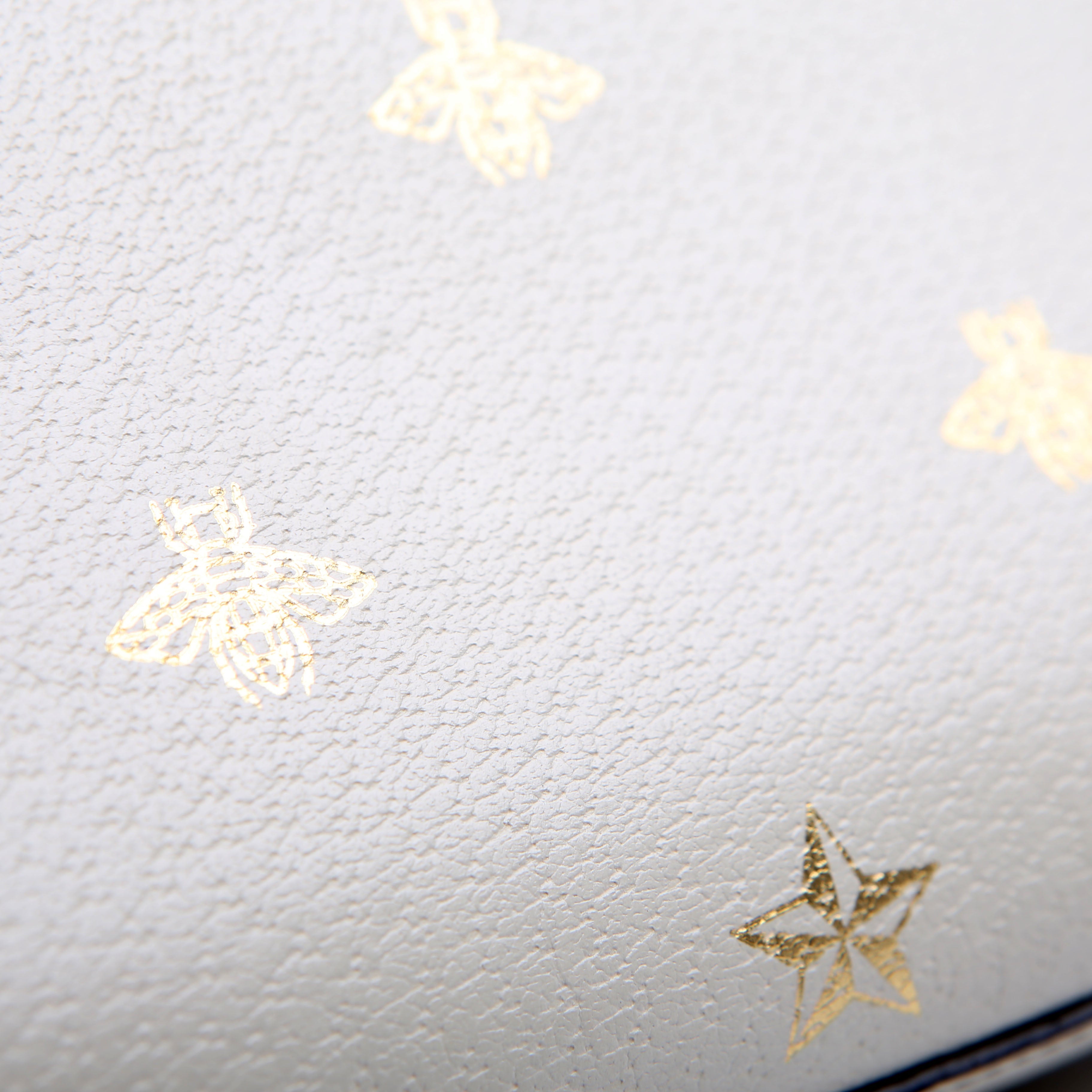 Gucci 432182 Padlock Bee Star Leather Small Cream