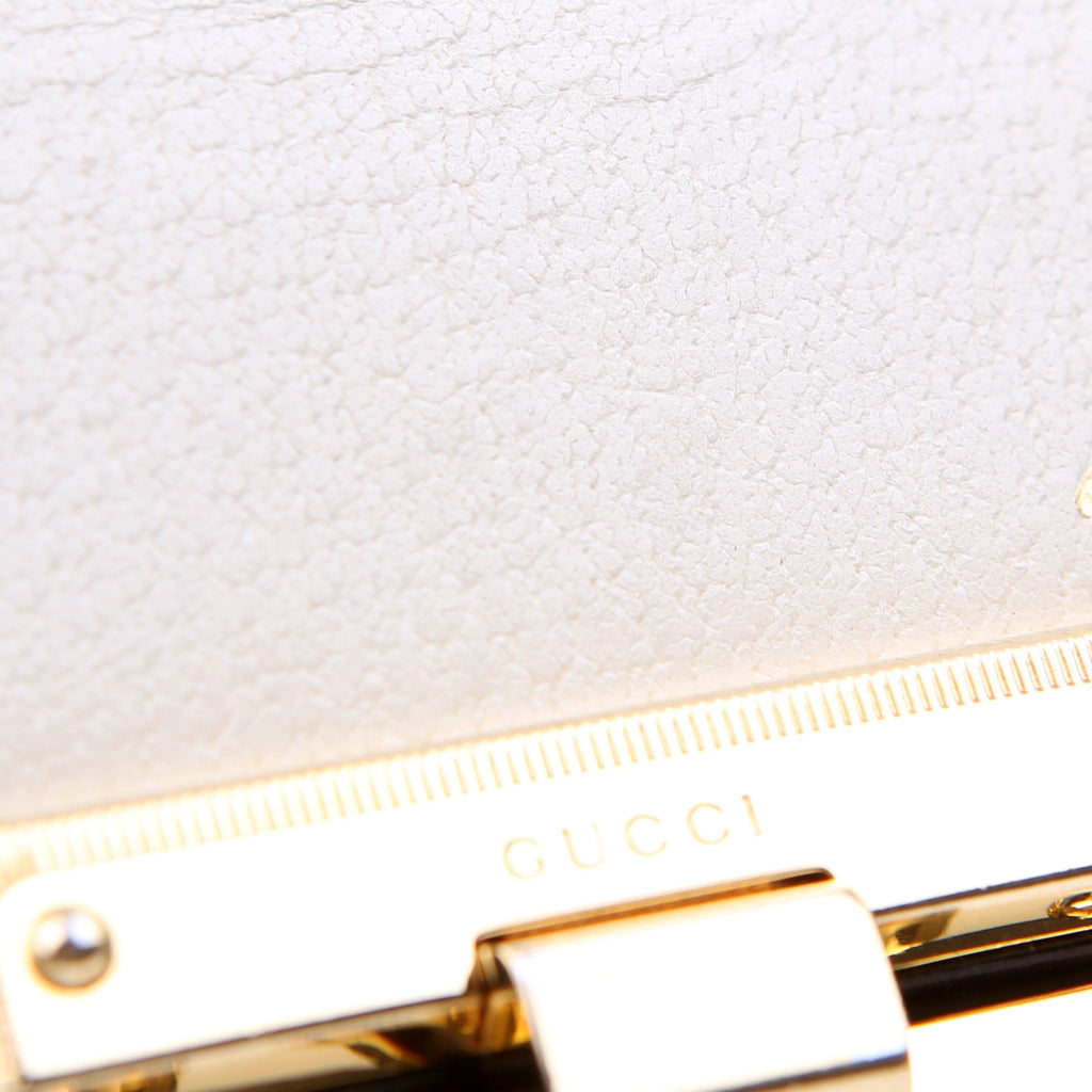 Gucci 432182 Padlock Bee Star Leather Small Cream