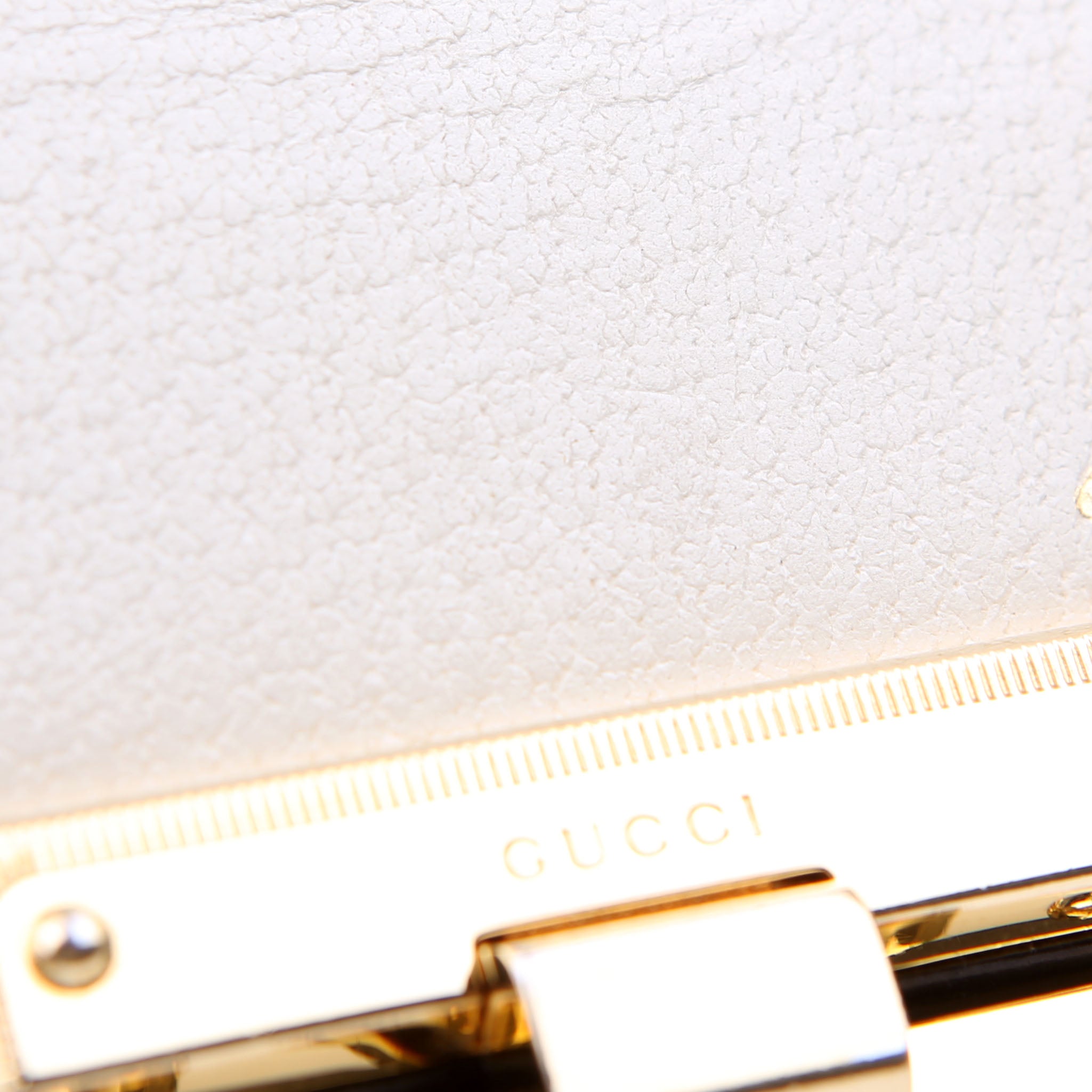 Gucci 432182 Padlock Bee Star Leather Small Cream