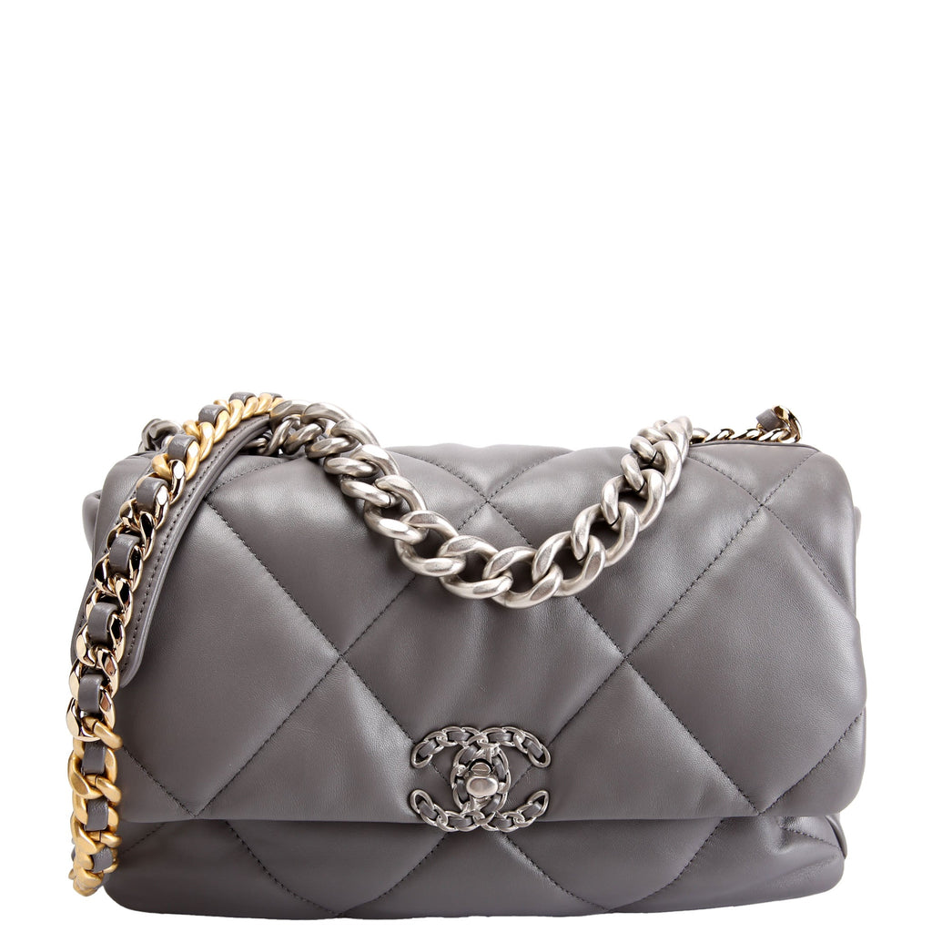 Quilted Goatskin 19 Medium Flap RFID Grey
