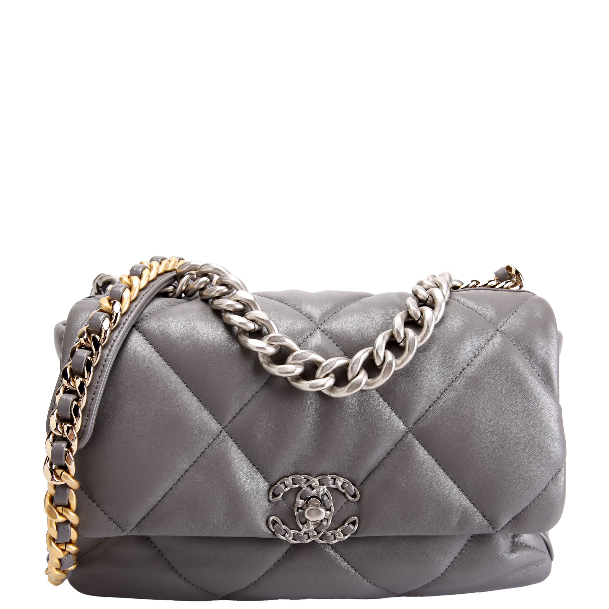 Quilted Goatskin 19 Medium Flap RFID Grey
