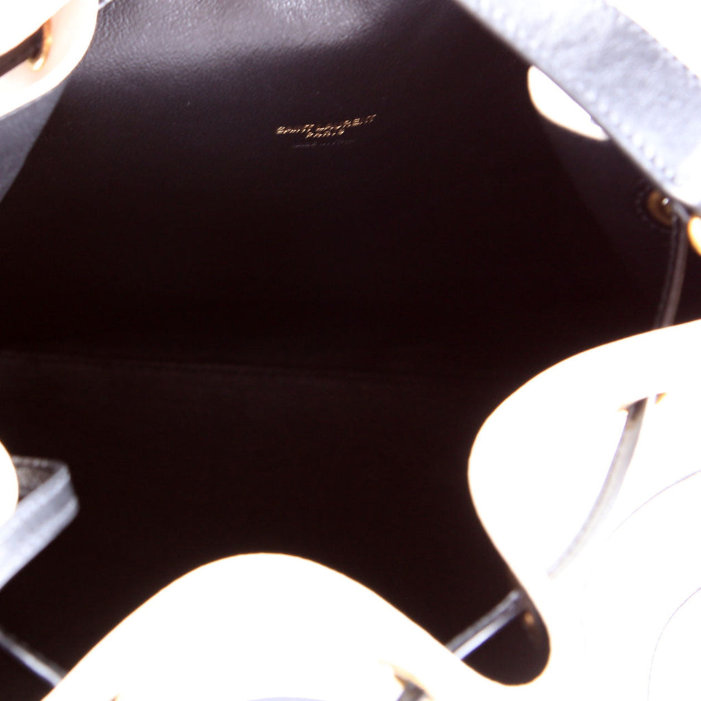 SAINT LAURENT 568606 Seau Stripe Calfskin Bucket Bag Black/white